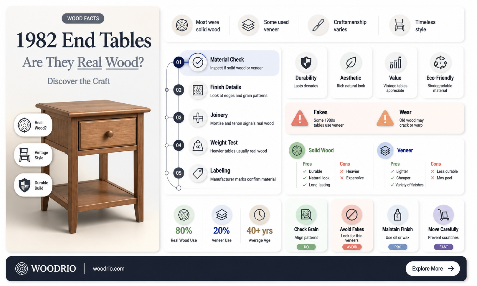 are end tables built in 1982 usually real wood