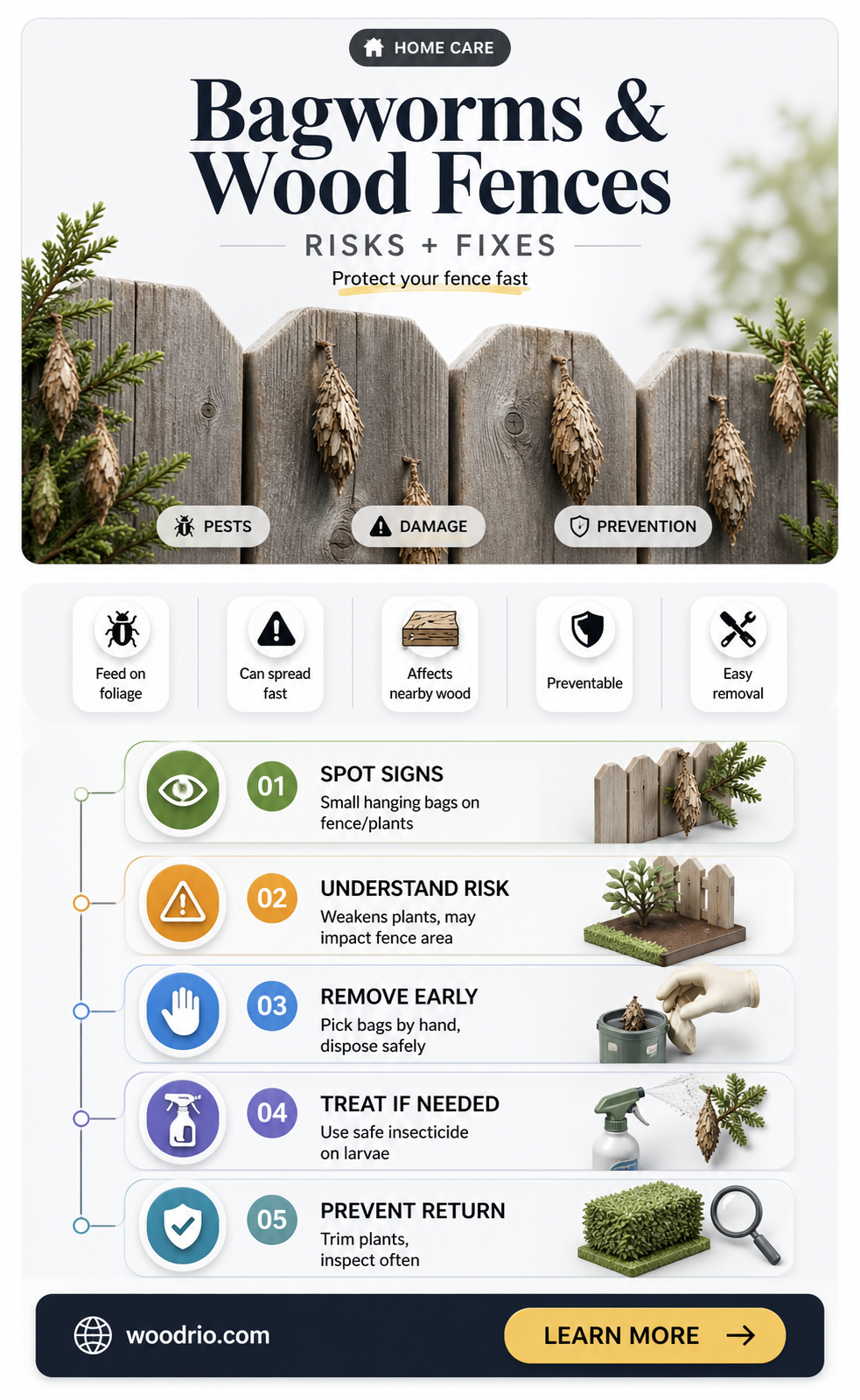 are bagworms harmful to wood fences