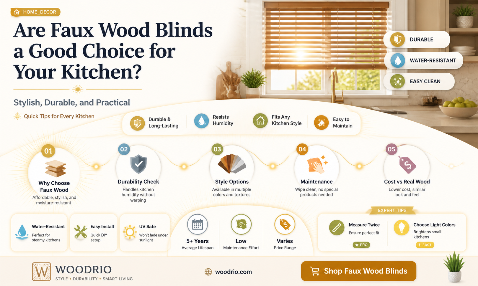 are faux wood blinds good for kitchen