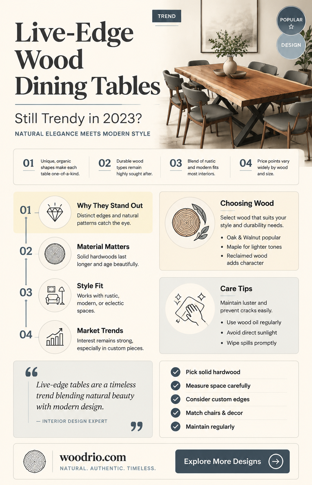 are live-edge wood dining tables in style