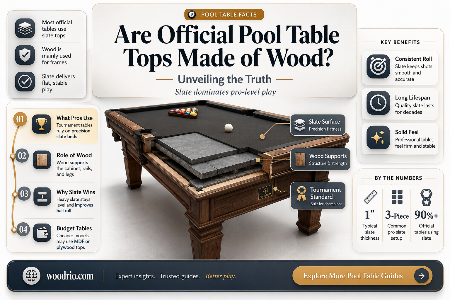 are official pool table tops wood