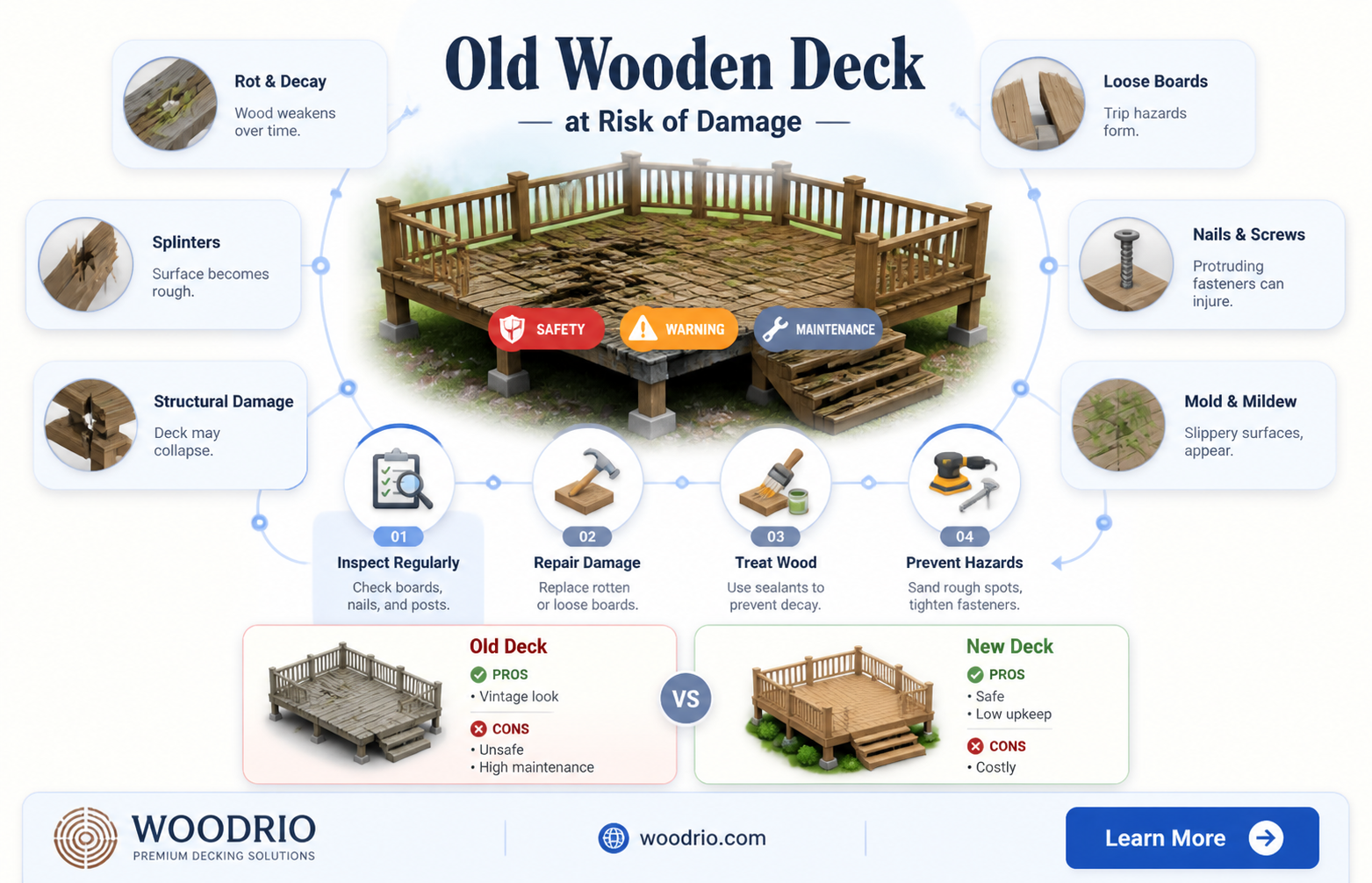 are old wooden decks dangerous
