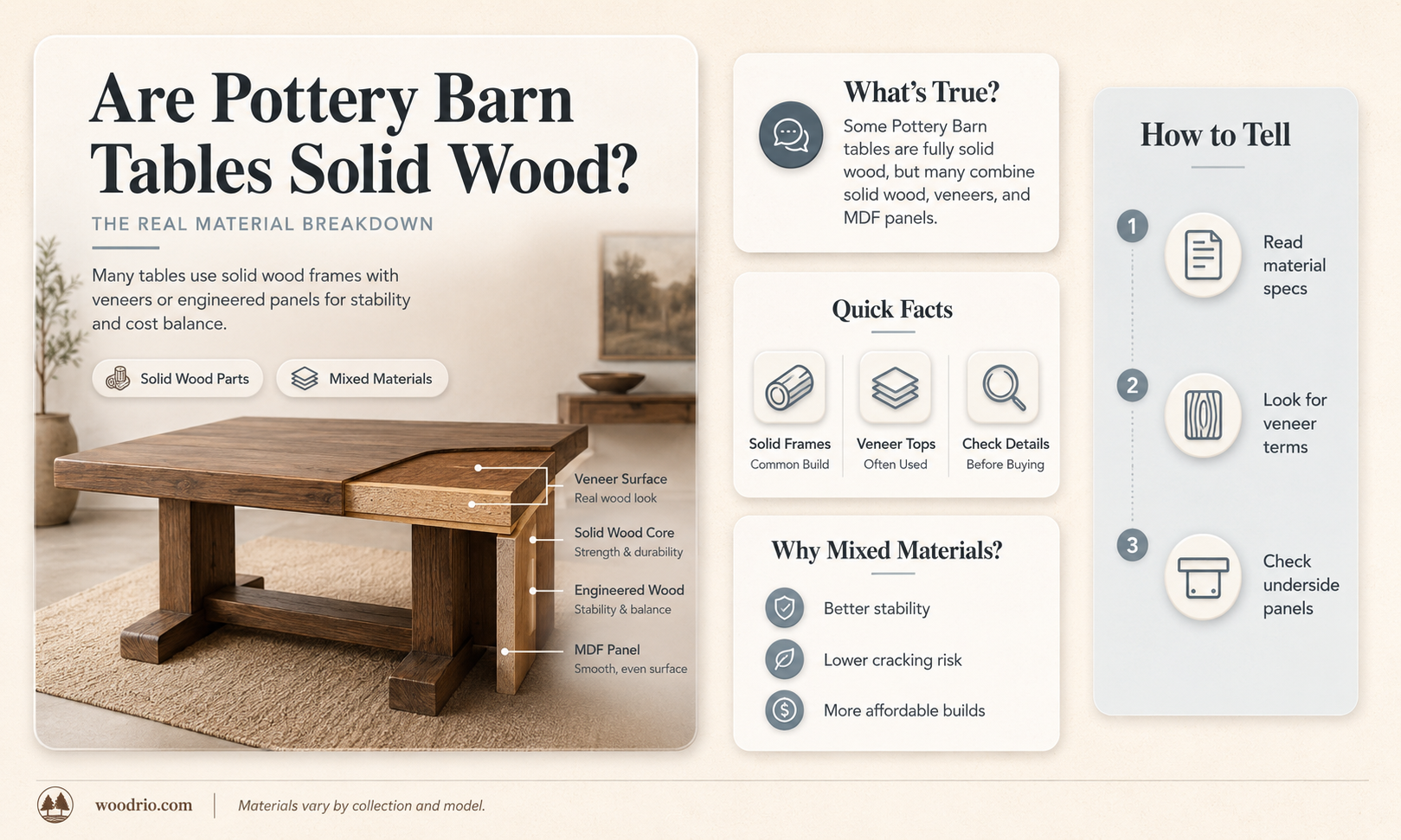 are pottery barn tables solid wood