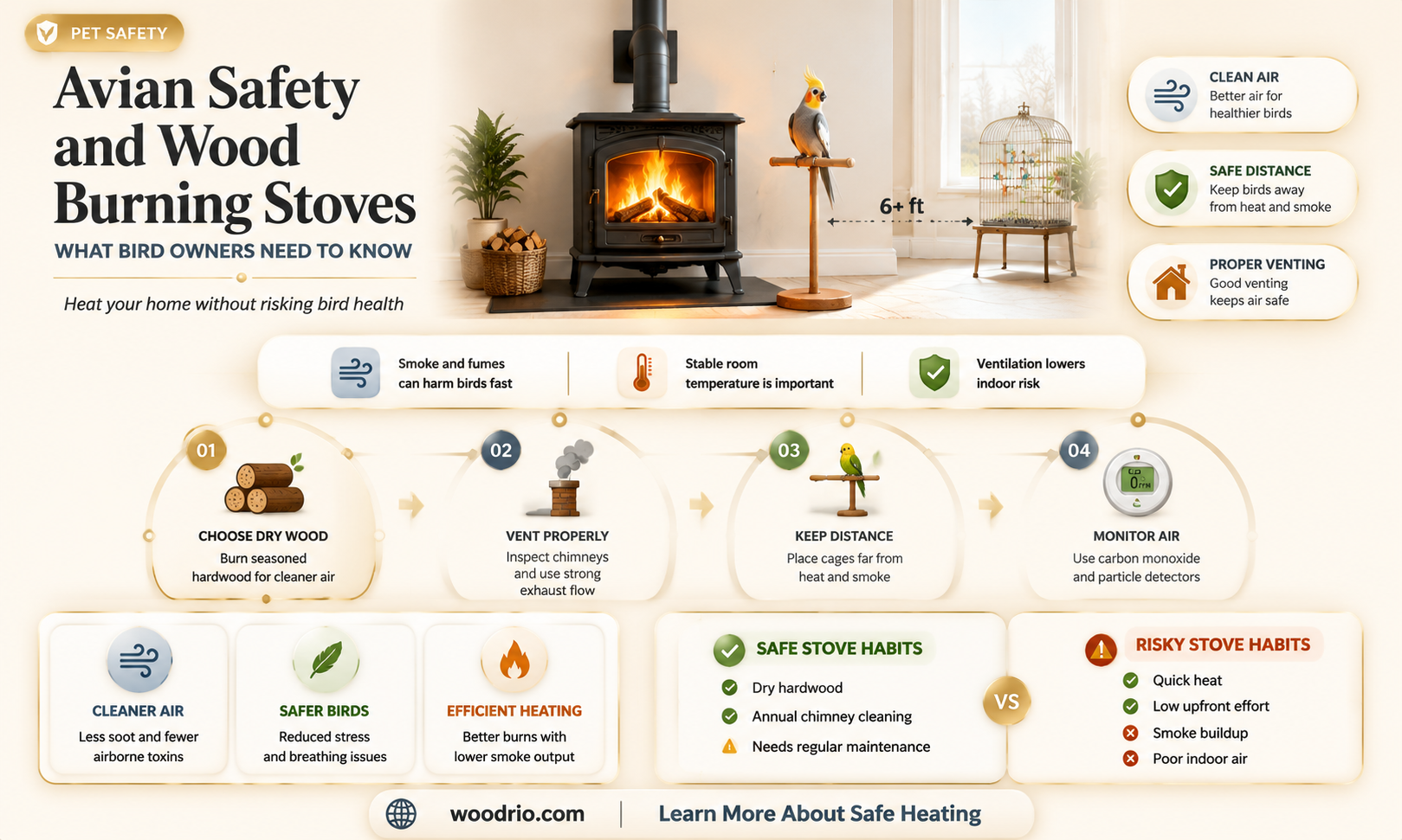 are wood burning stoves safe for birds