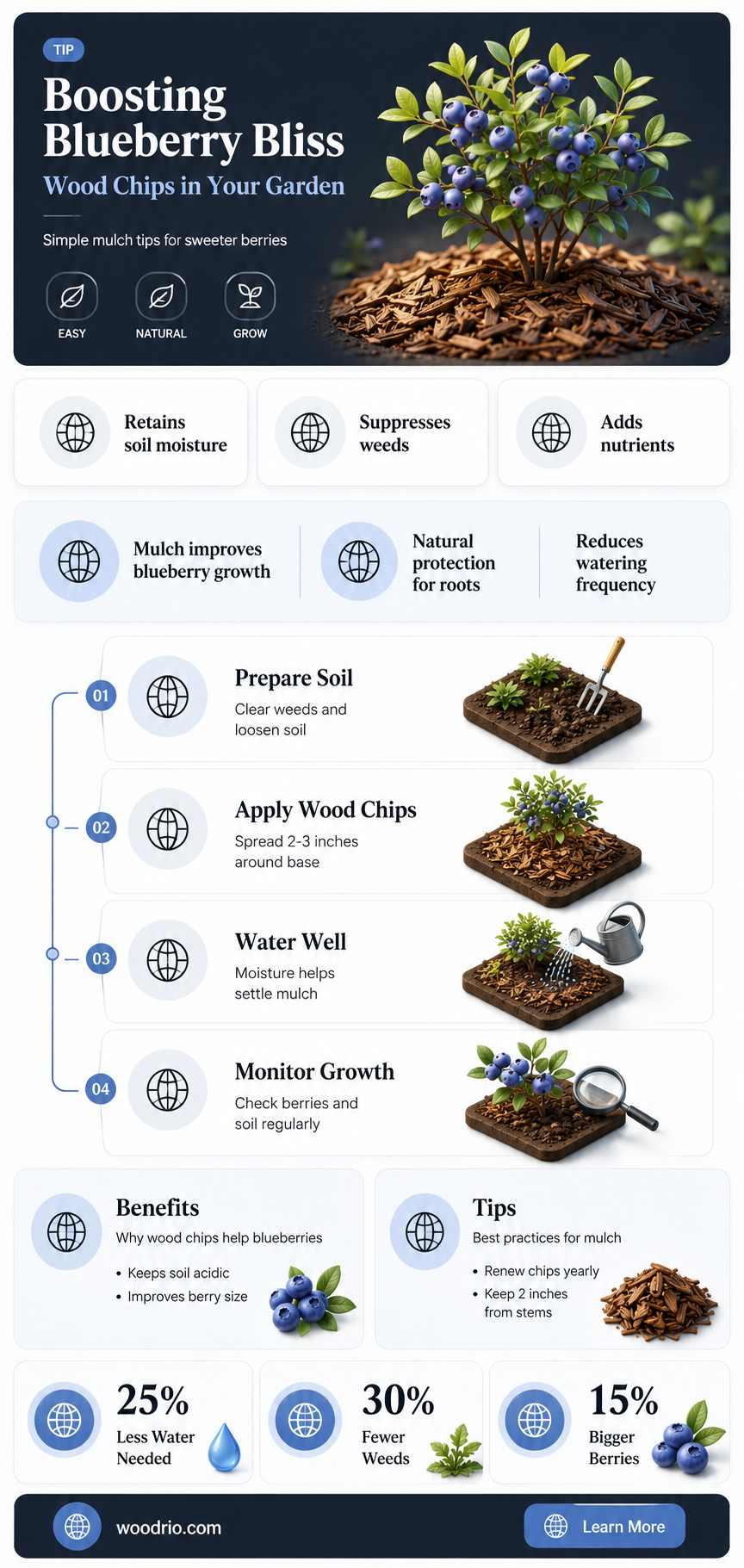 are wood chips good for blueberries
