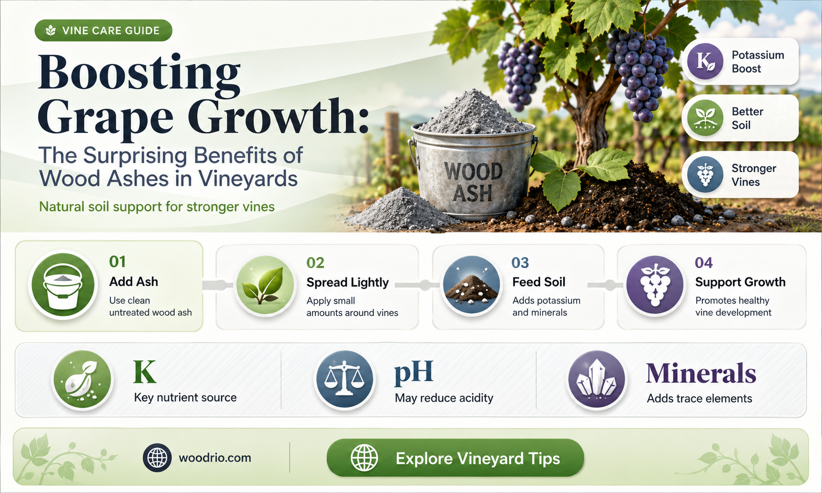 are wood ashes good for grapes