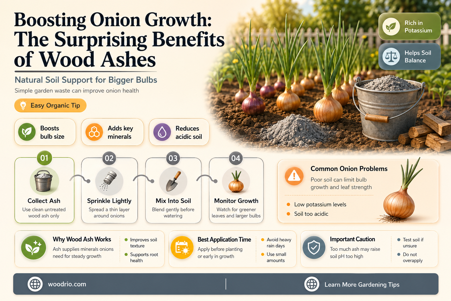 are wood ashes good for onions