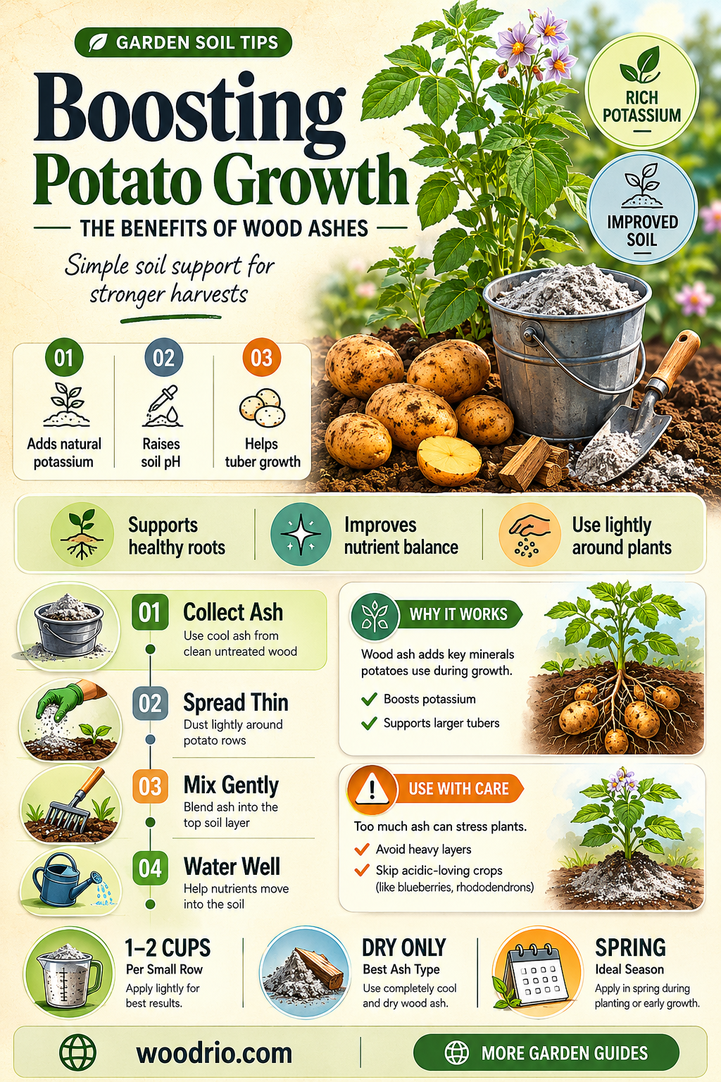 are wood ashes good for growing potatoes