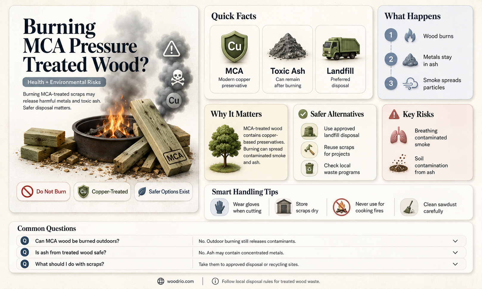 are mca pressure treated wood scraps safe to burn