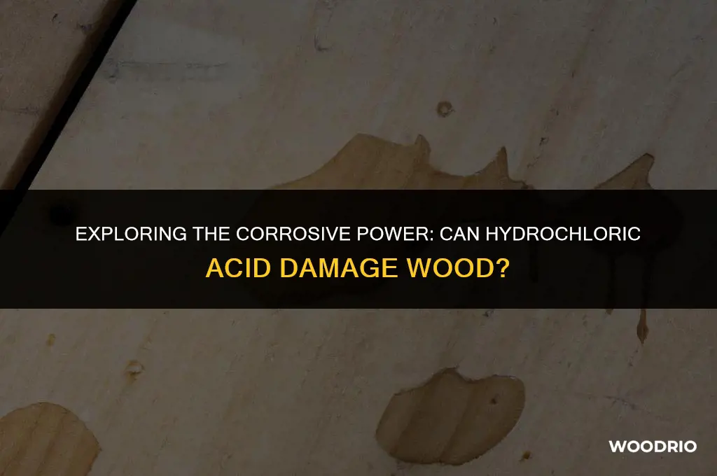 can hydrochloric acid burn through wood