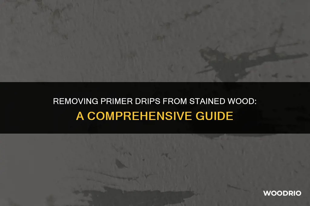 can primer drips be removed from stained wood