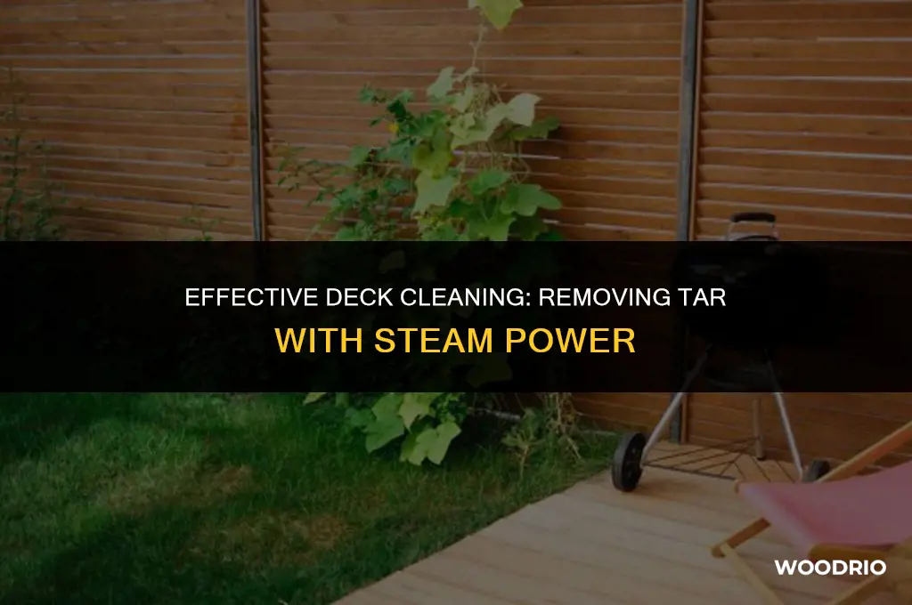 can you remove tar from wood deck with steam
