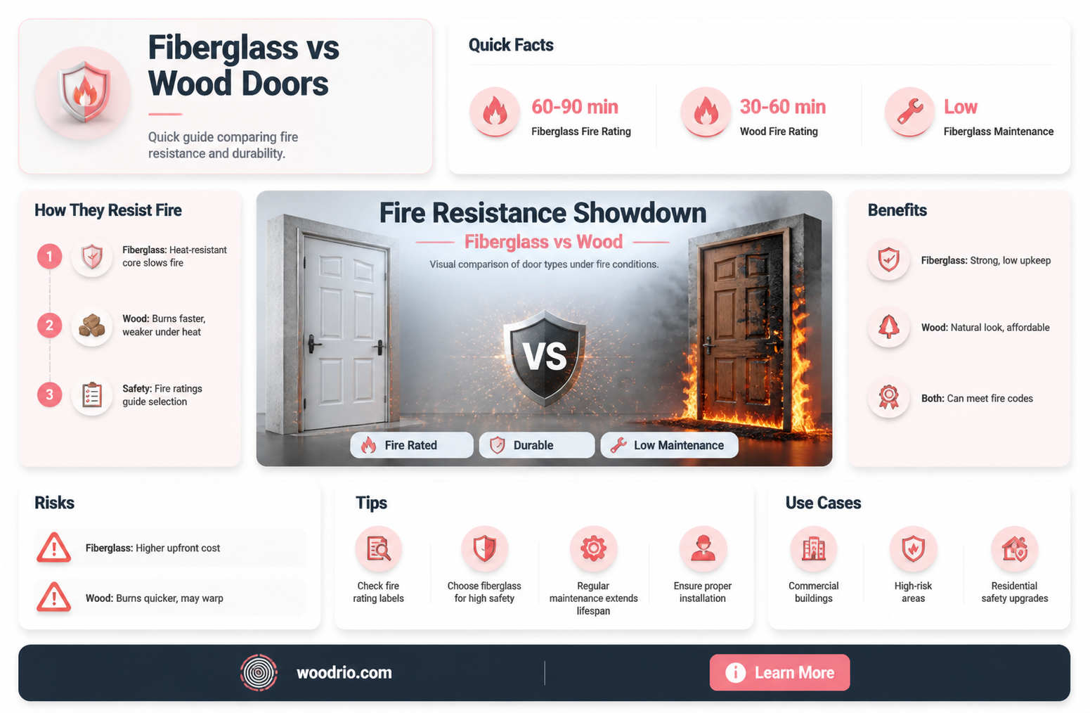 are fiberglass doors more fire resistant than wood doors