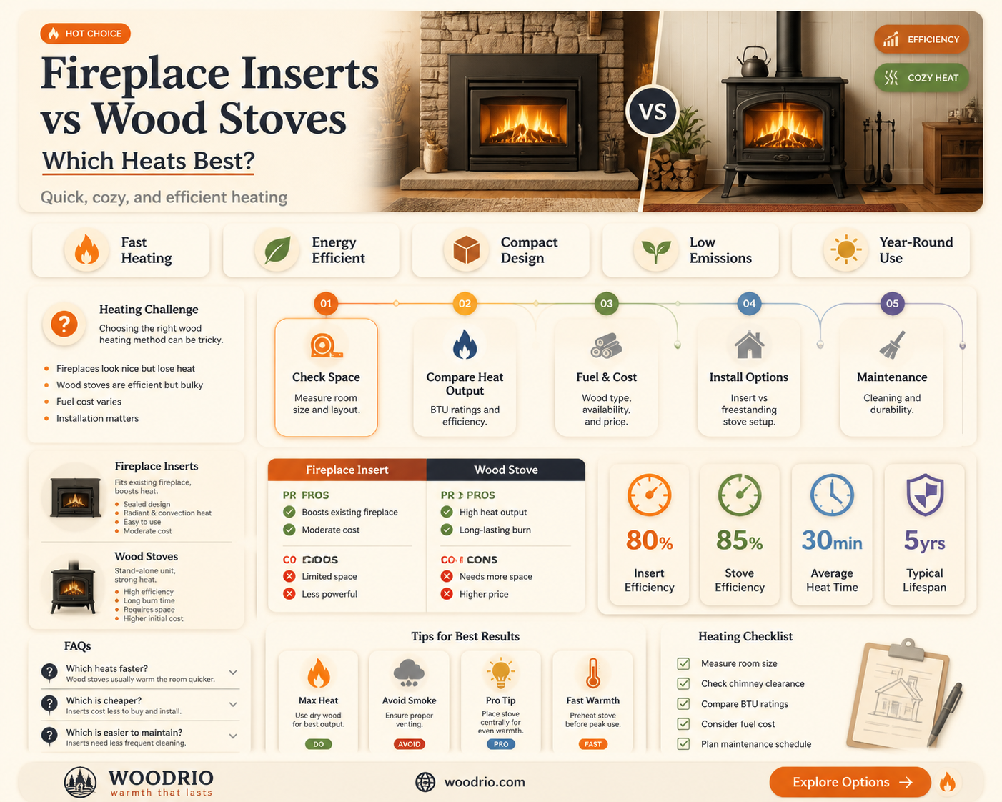 are fireplace insert as good as wood stove