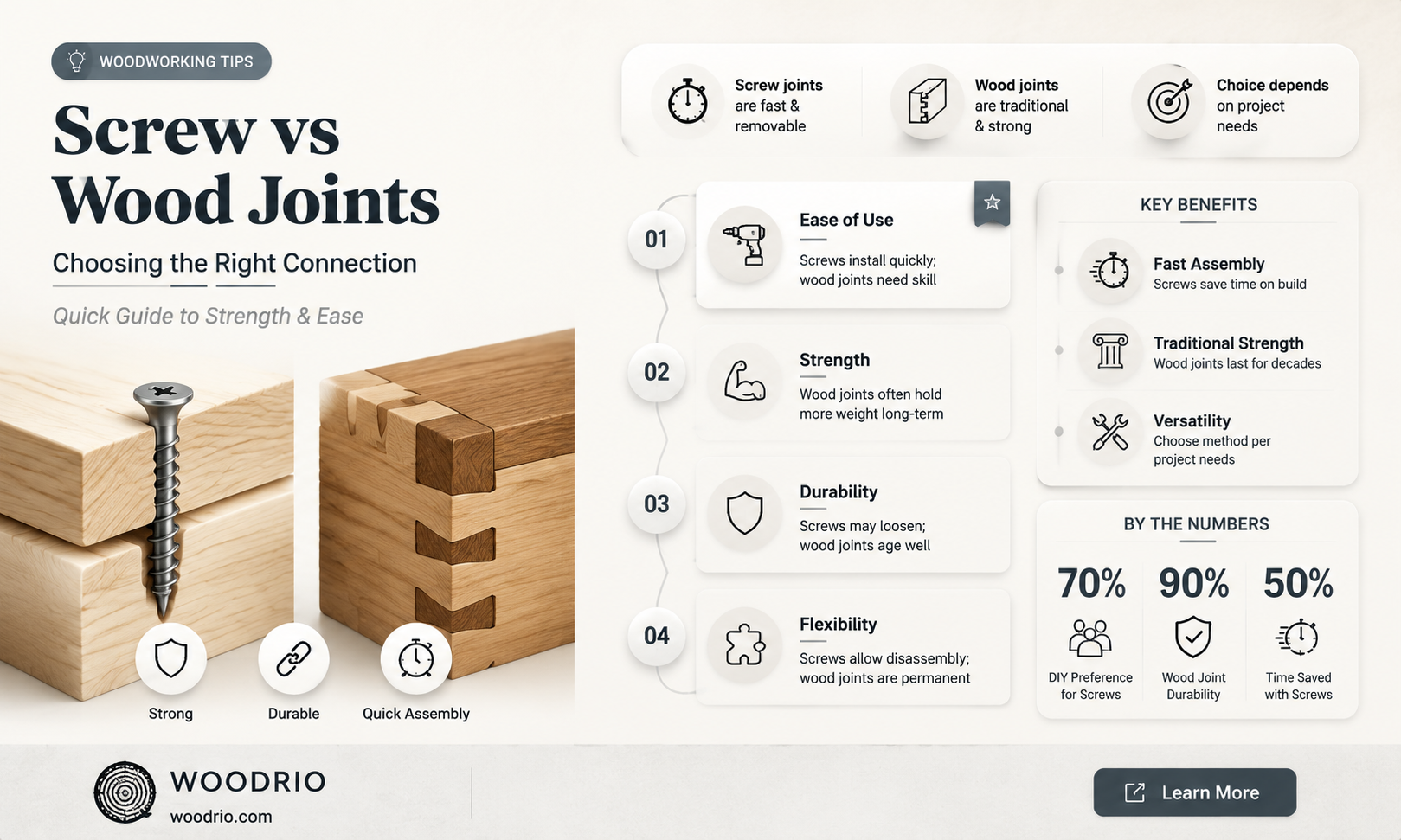 are screw joints as good as wood joint