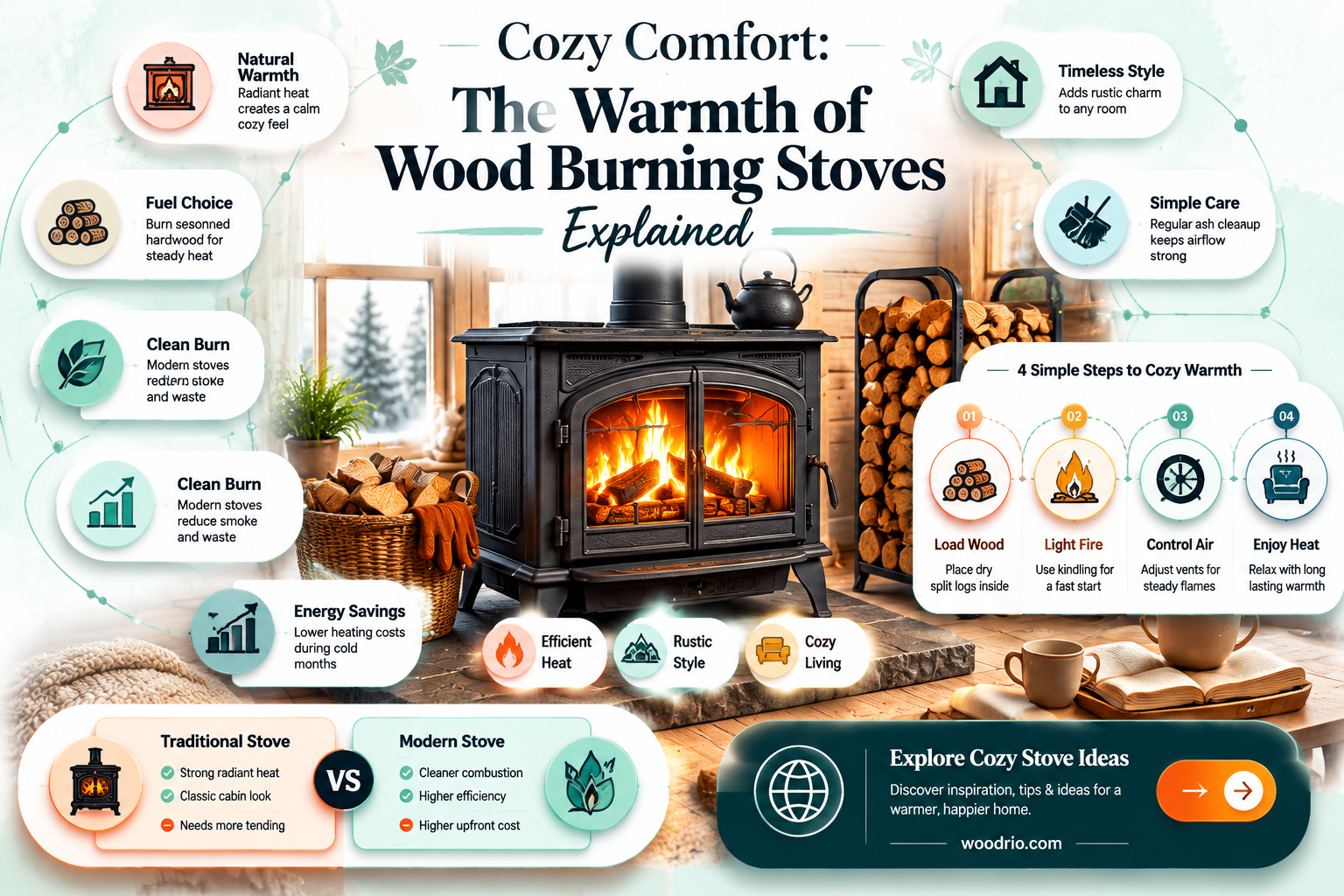 are wood burning stoves warm