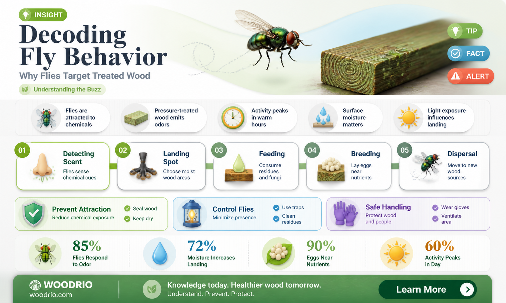 are flies attracted to pressure treated wood