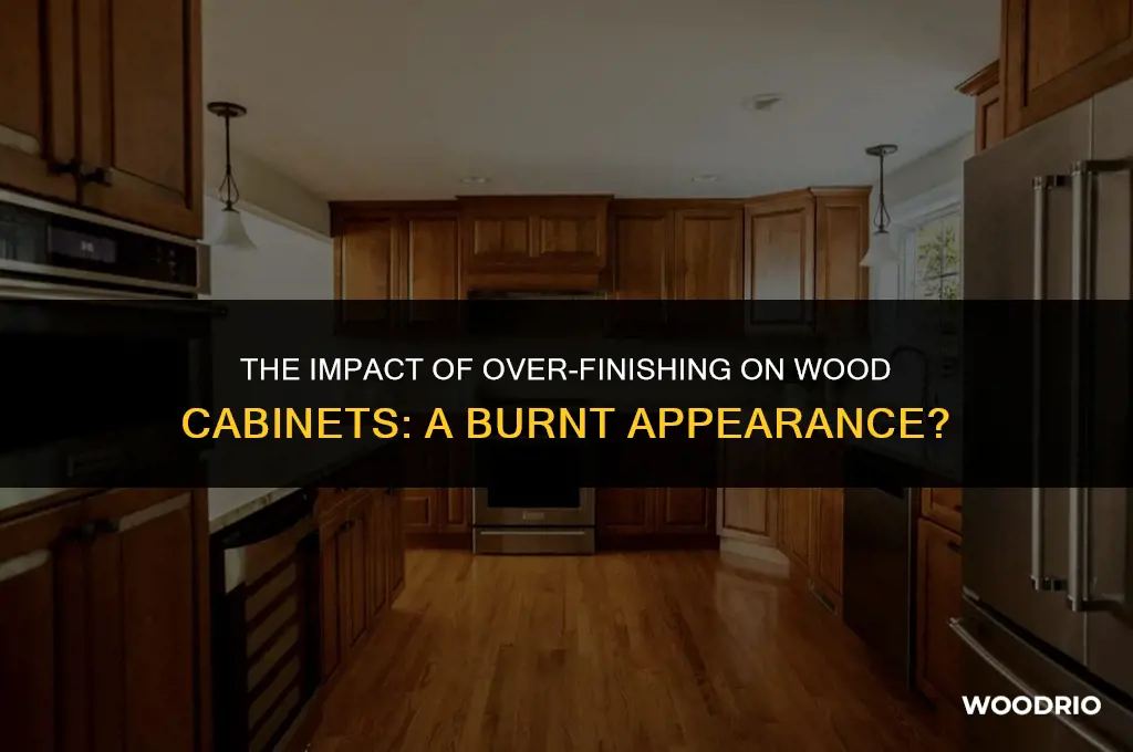 does to much finish cause wood cabnets to look burnt