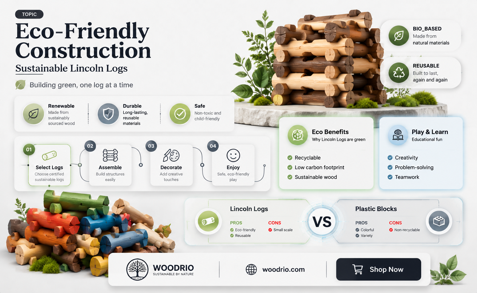 are lincoln logs made from sustainable wood