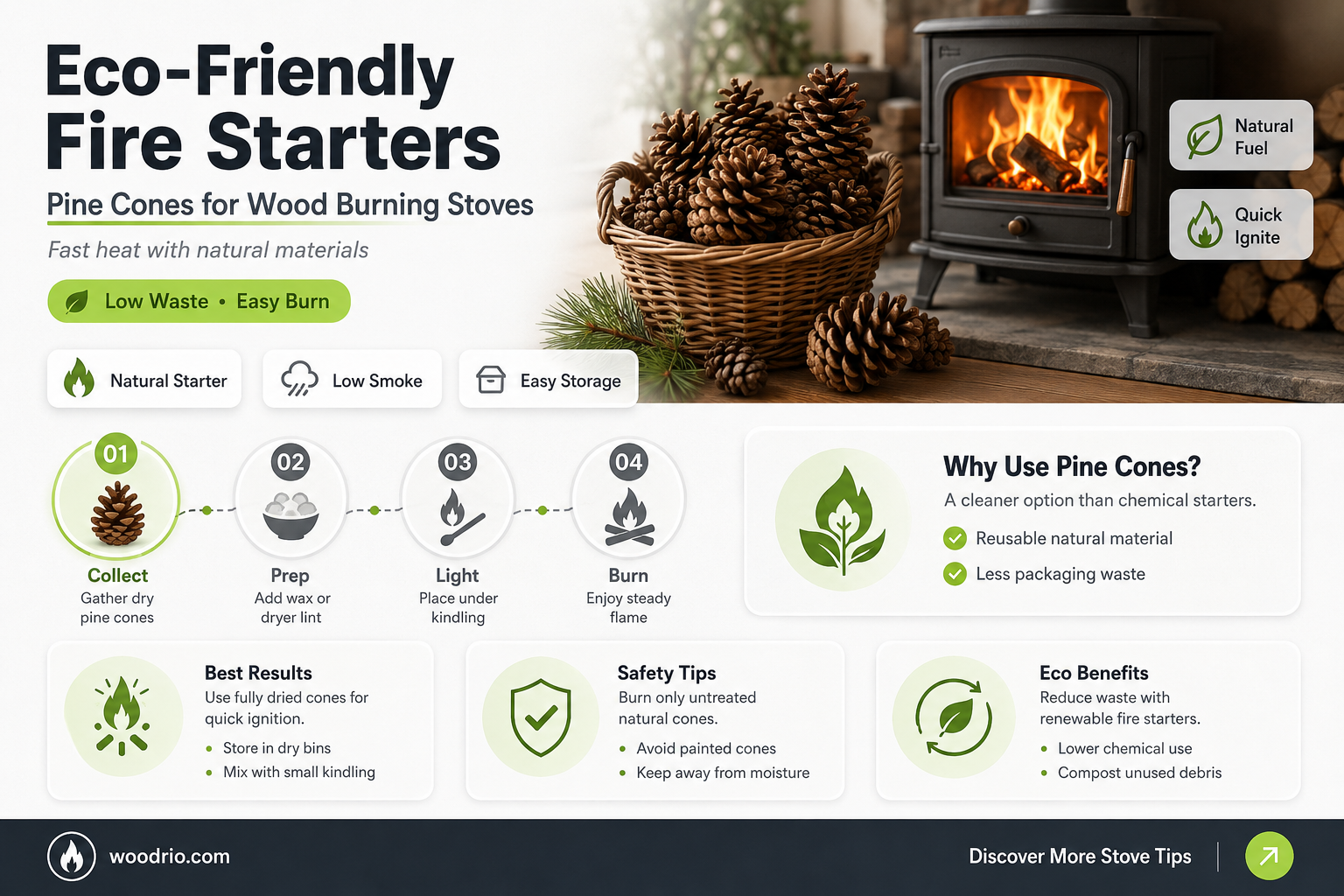 are pine cone fire starters safe in wood burning stove
