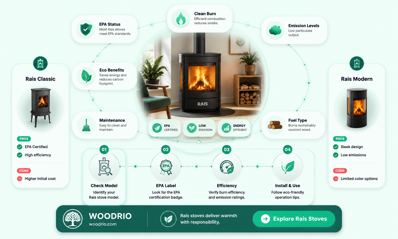are rais wood burning stoves epa certified