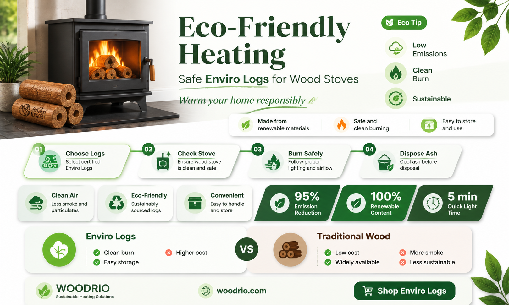 are enviro logs safe for wood stoves