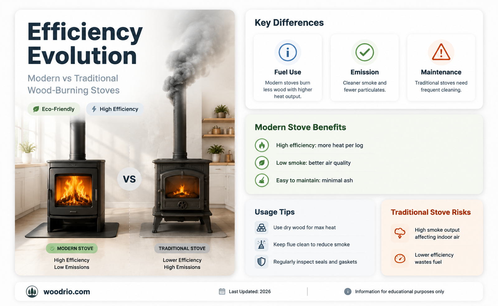 are newer wood burning stoves more efficient than older stoves