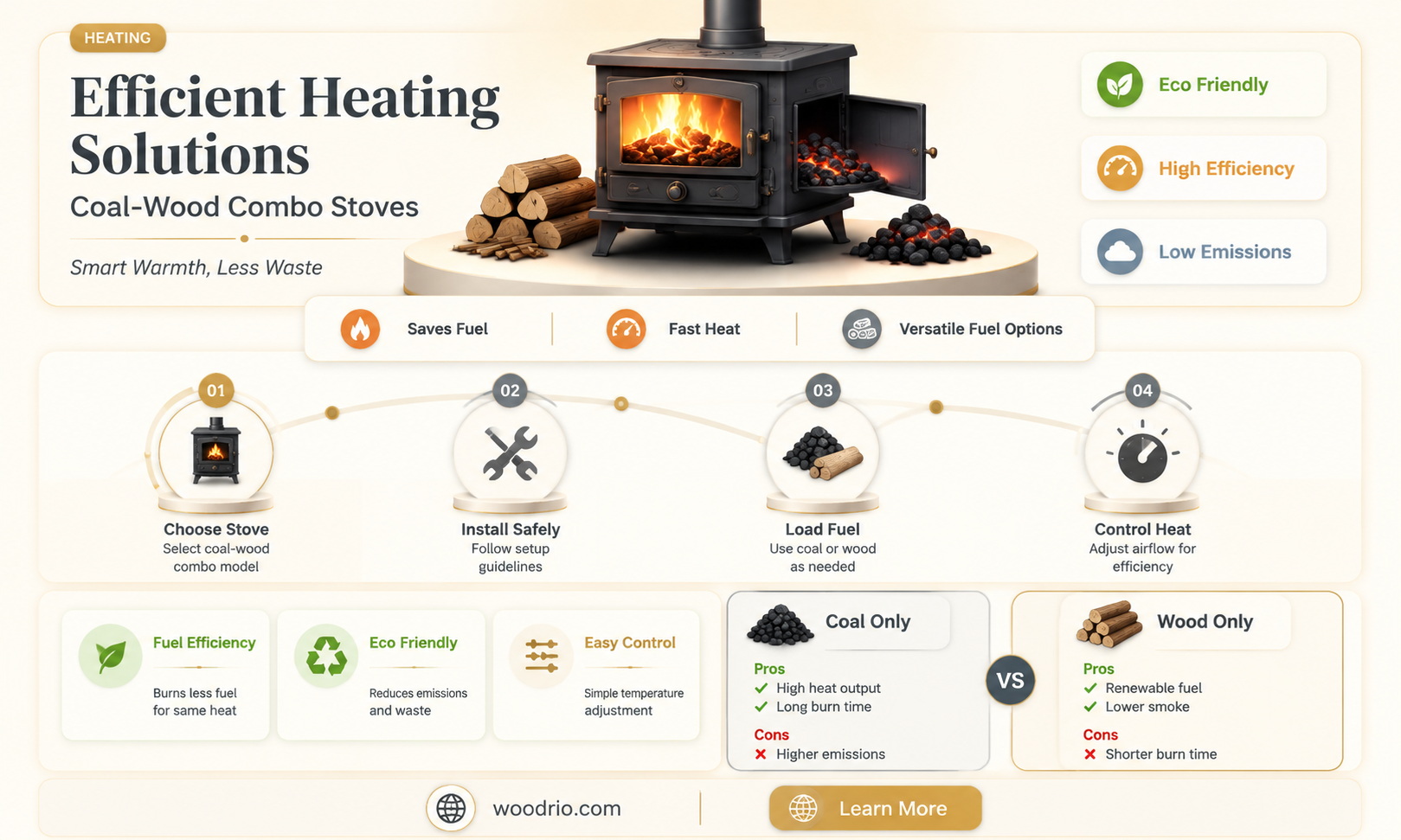 are there coal wood combo stoves for heating