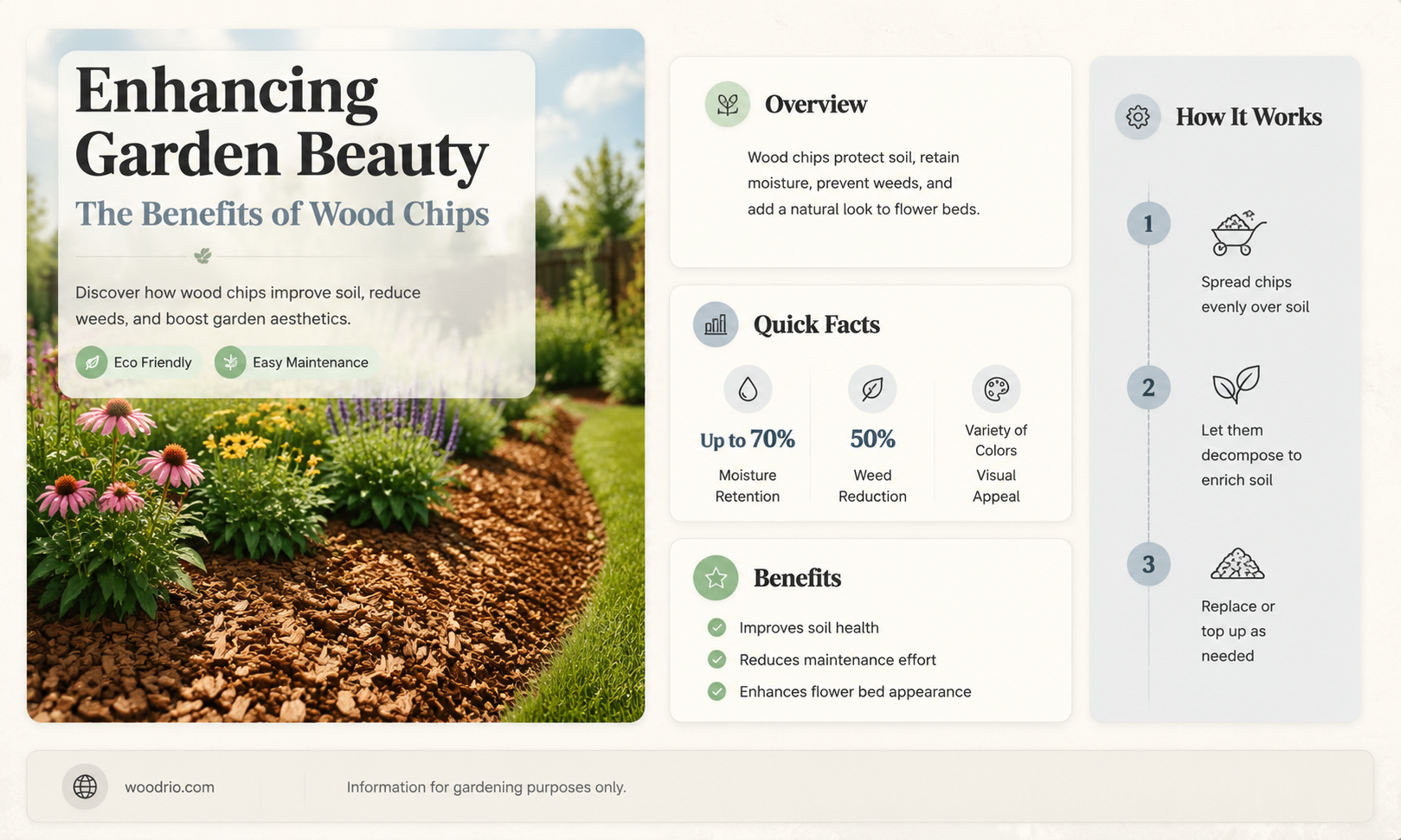 are wood chips good for flower beds