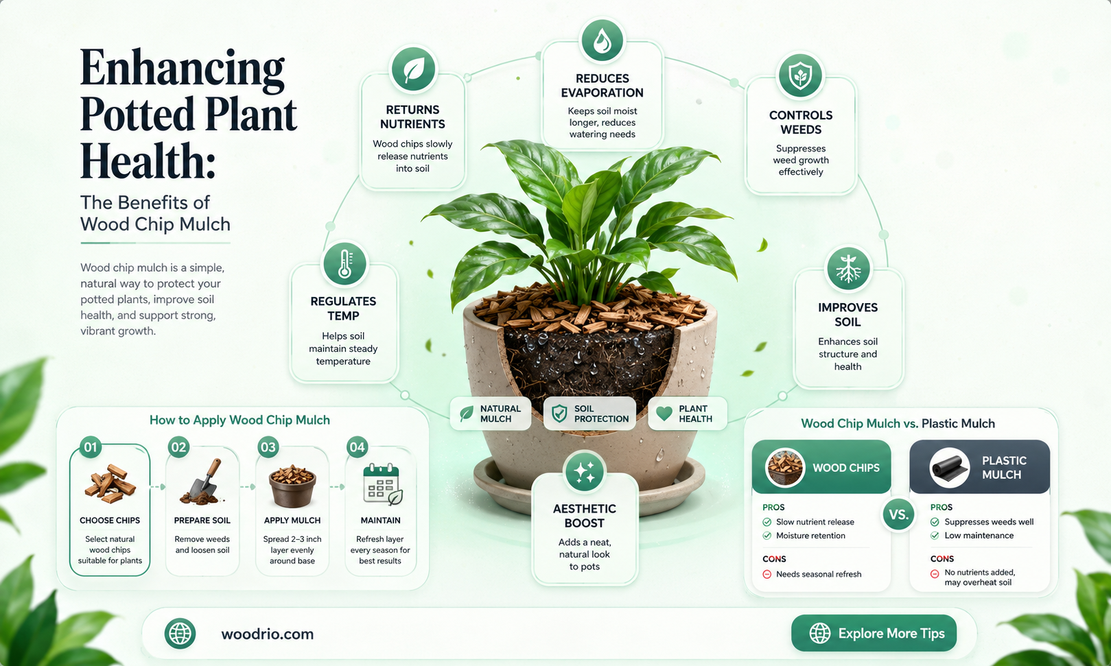 are wood chips good for mulch potted plants