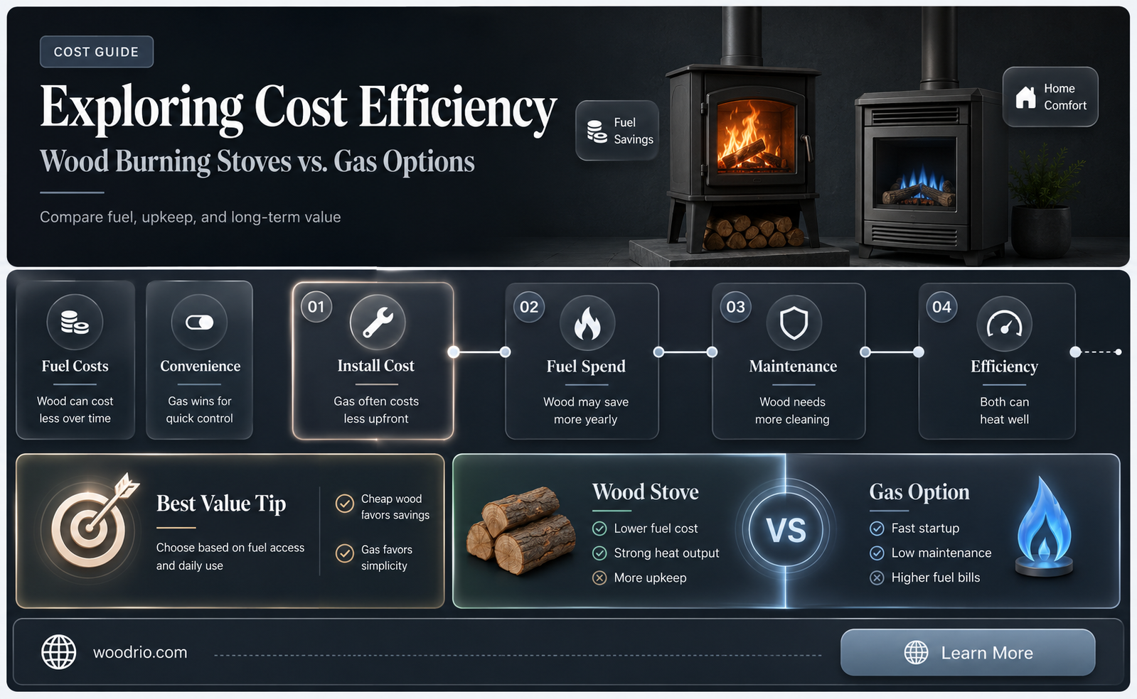 are wood burning stoves cheaper than gas