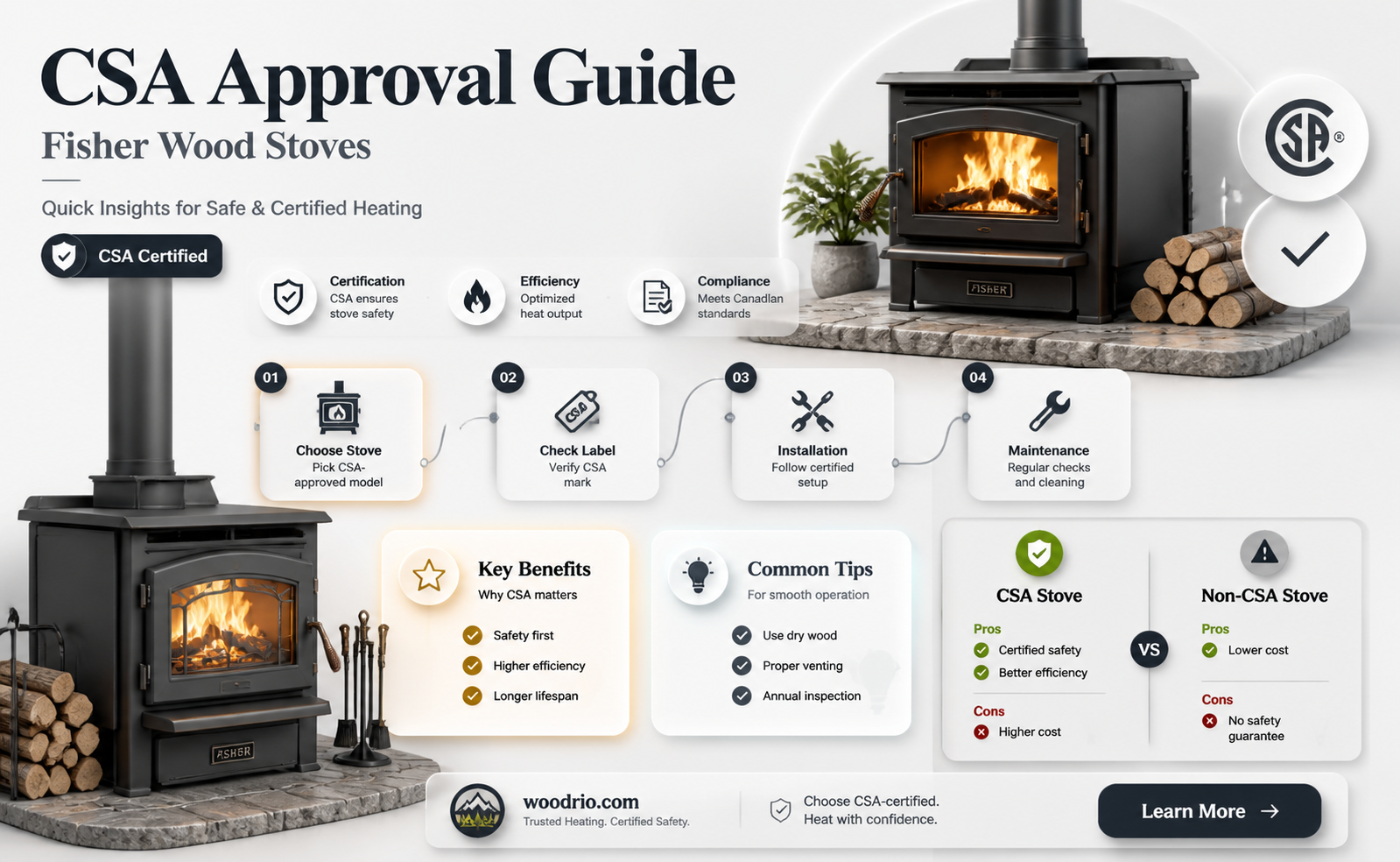 are fisher wood stoves csa approved