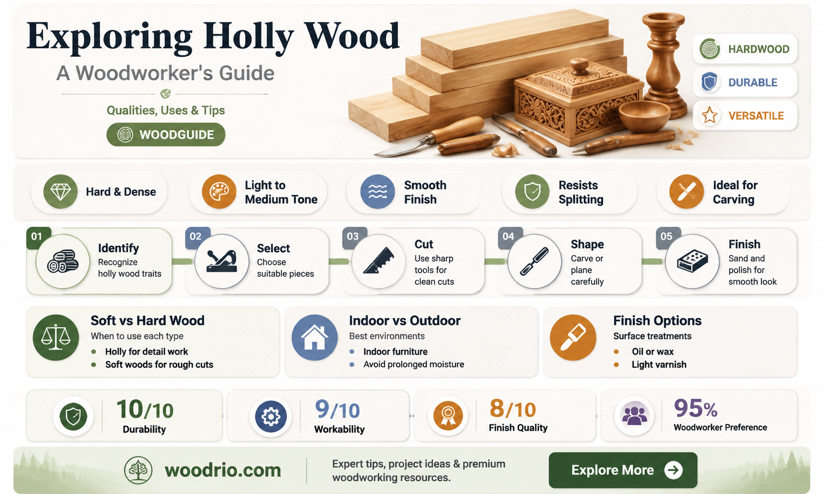 are holly tree a good wood for woodworking