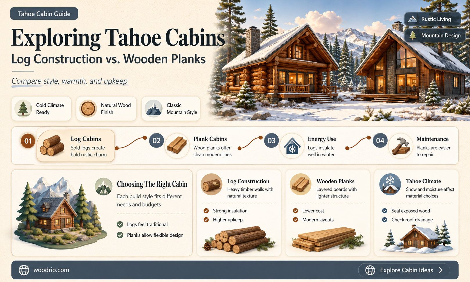 are tahoe cabins made of actual logs or wooden planks