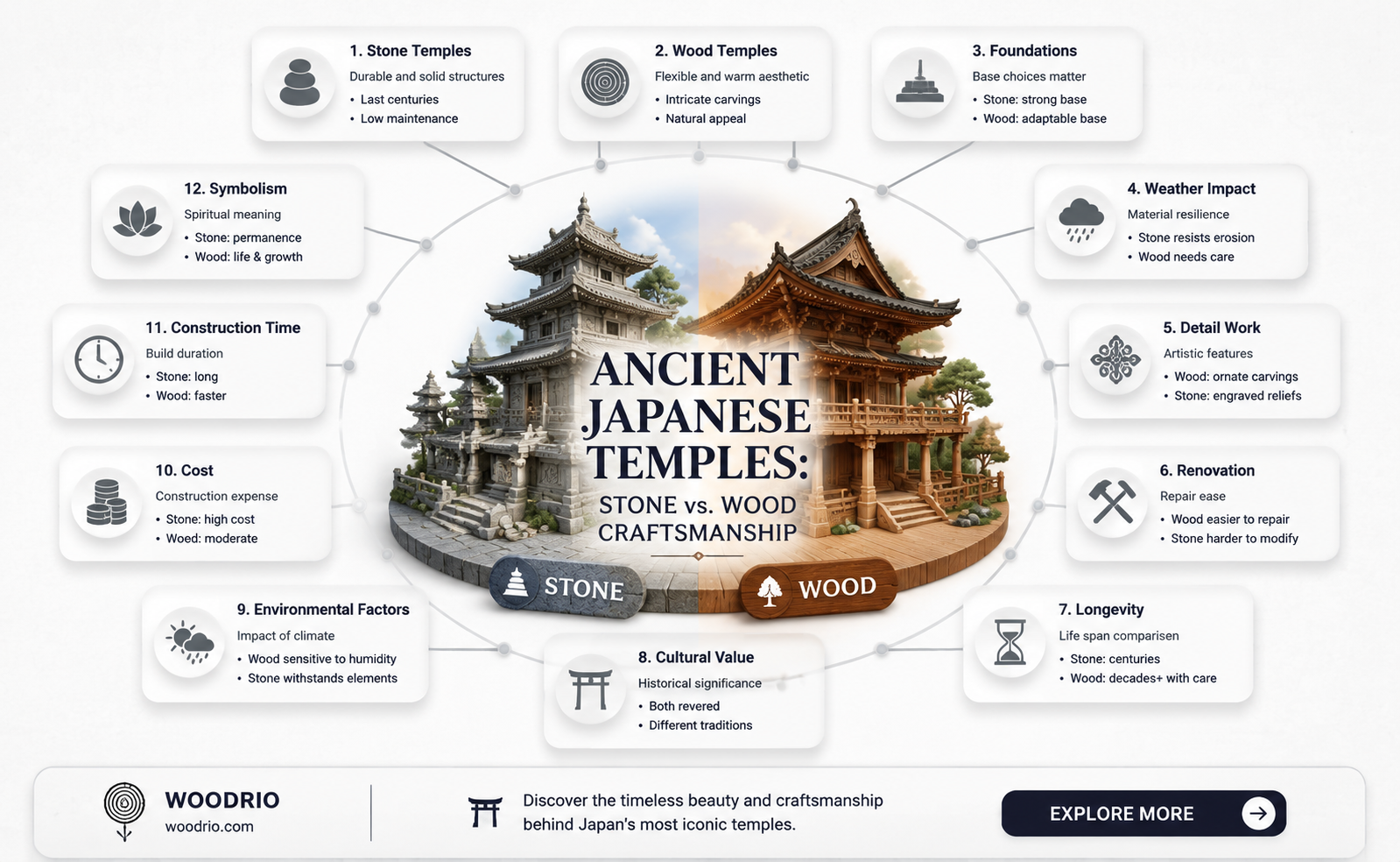 are japanese temples made out of stone or wood