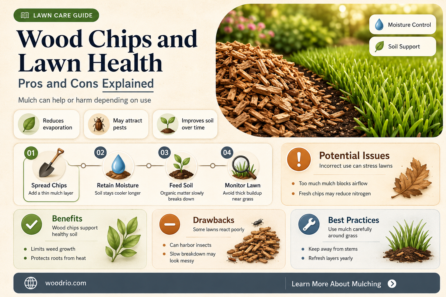 are wood chips good for grass