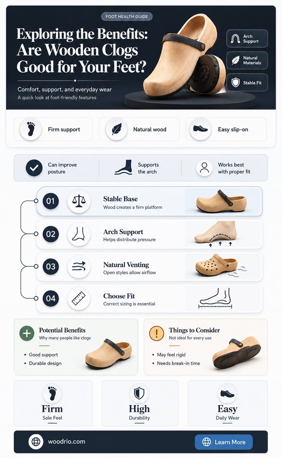 are wood clogs good for feet