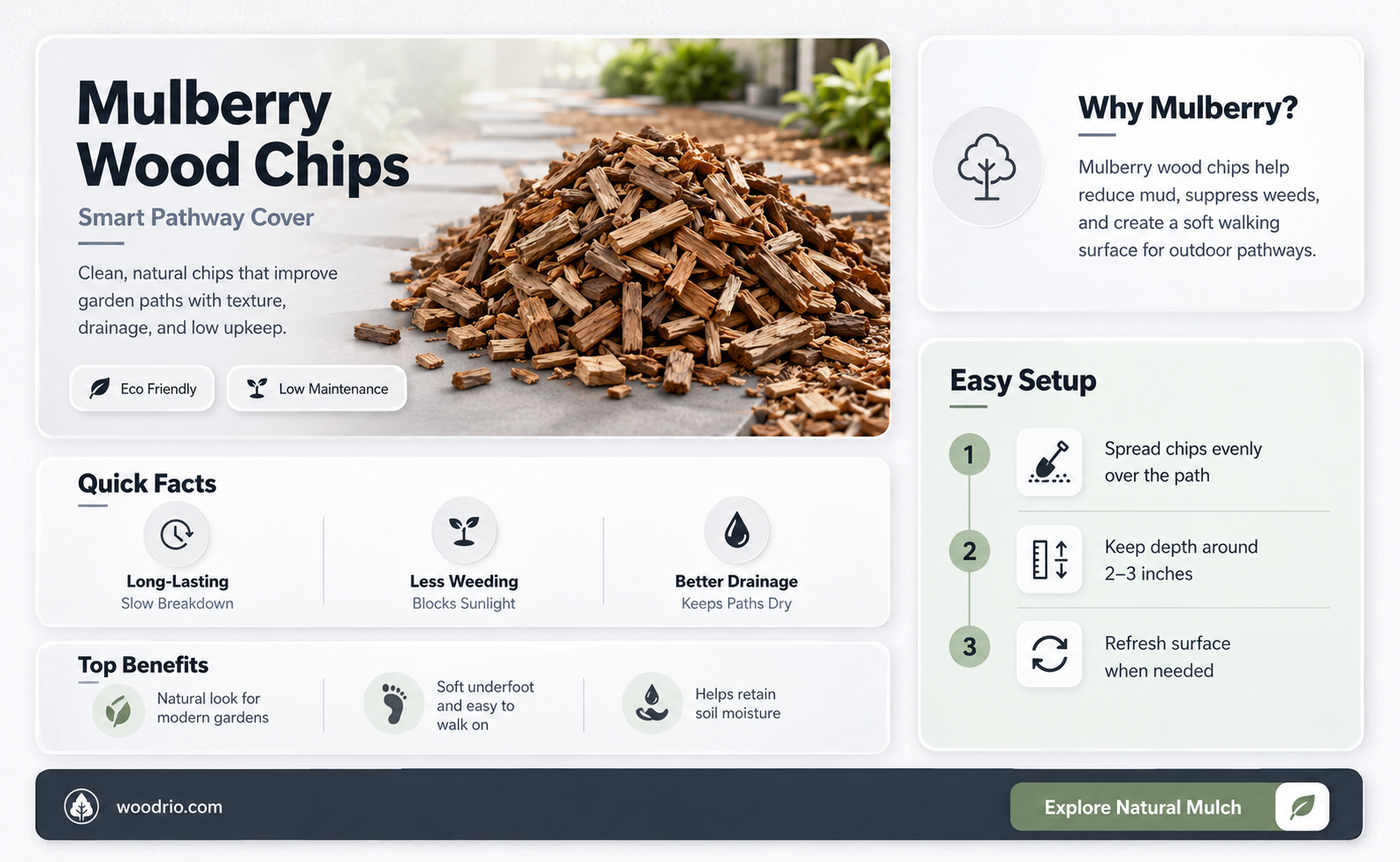are mulberry wood chips any good for paths