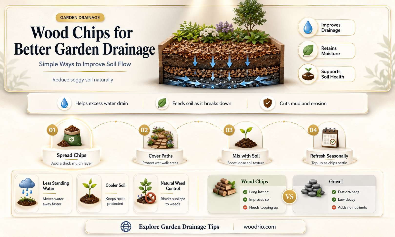 are wood chips good for drainage