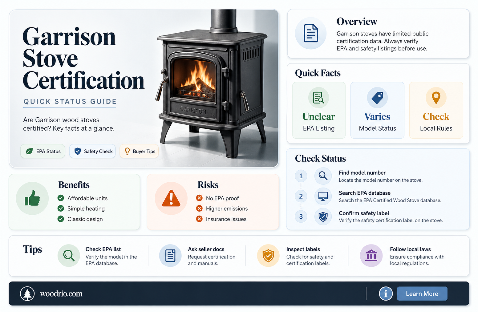 are garrison wood stoves certified