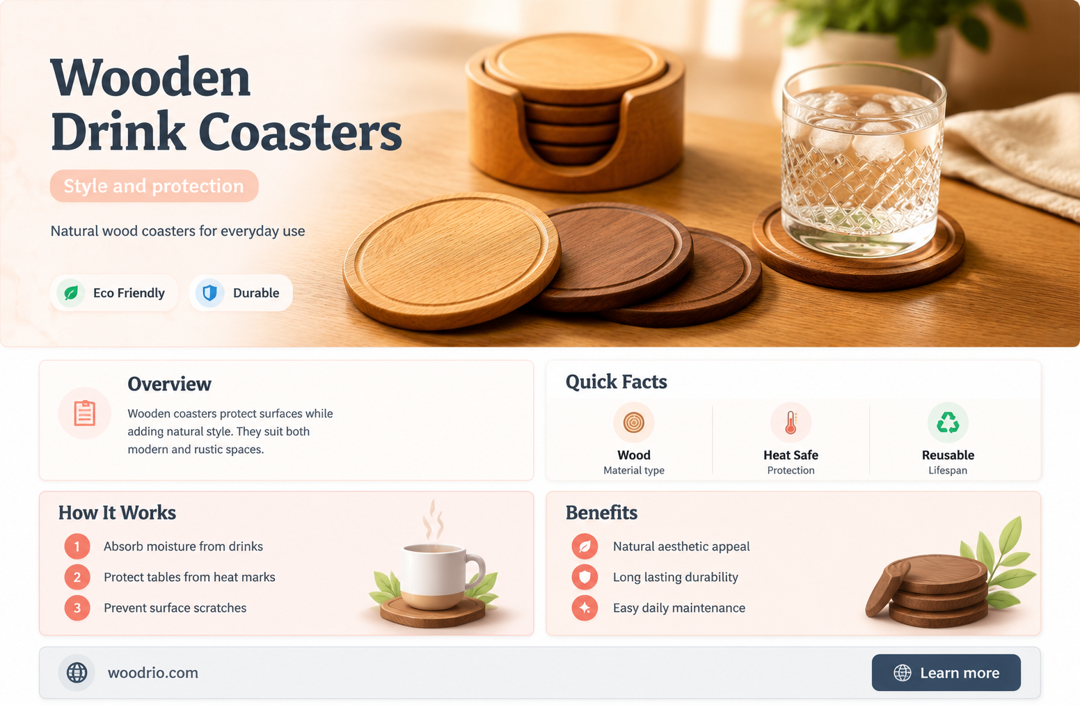 are wooden drink coasters good