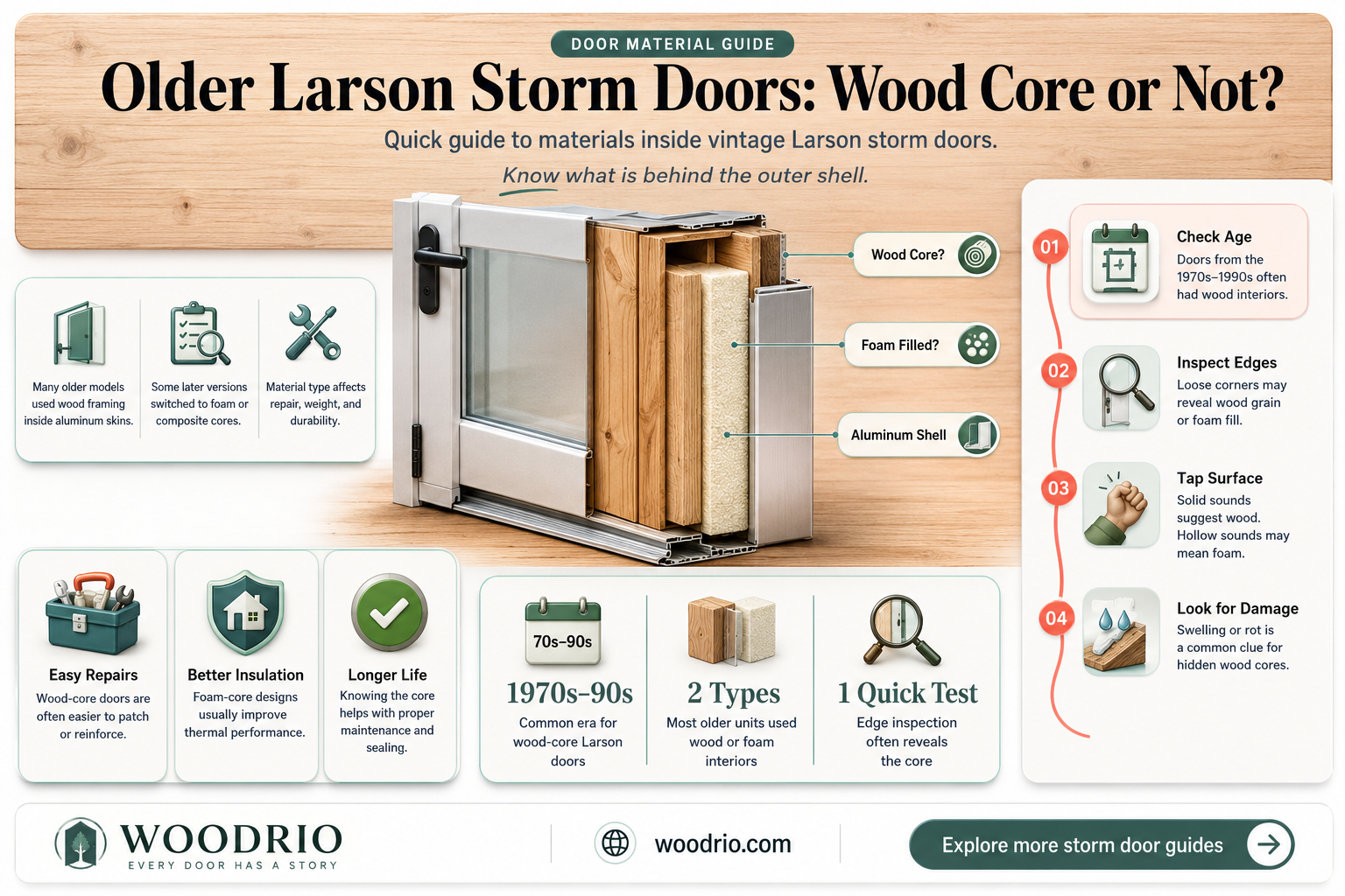 are older larson storm doors wood core