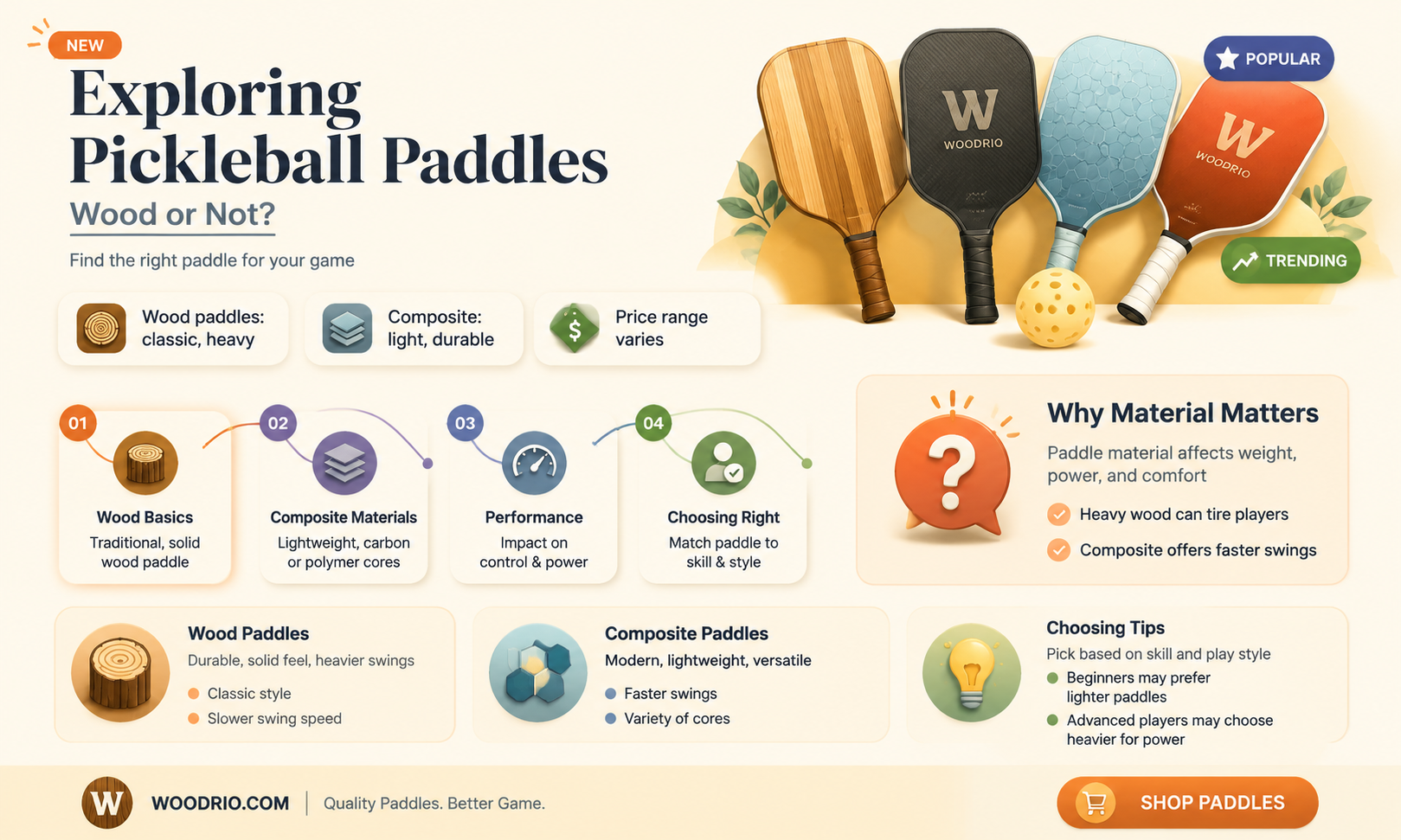 are pickleball paddles made of wood