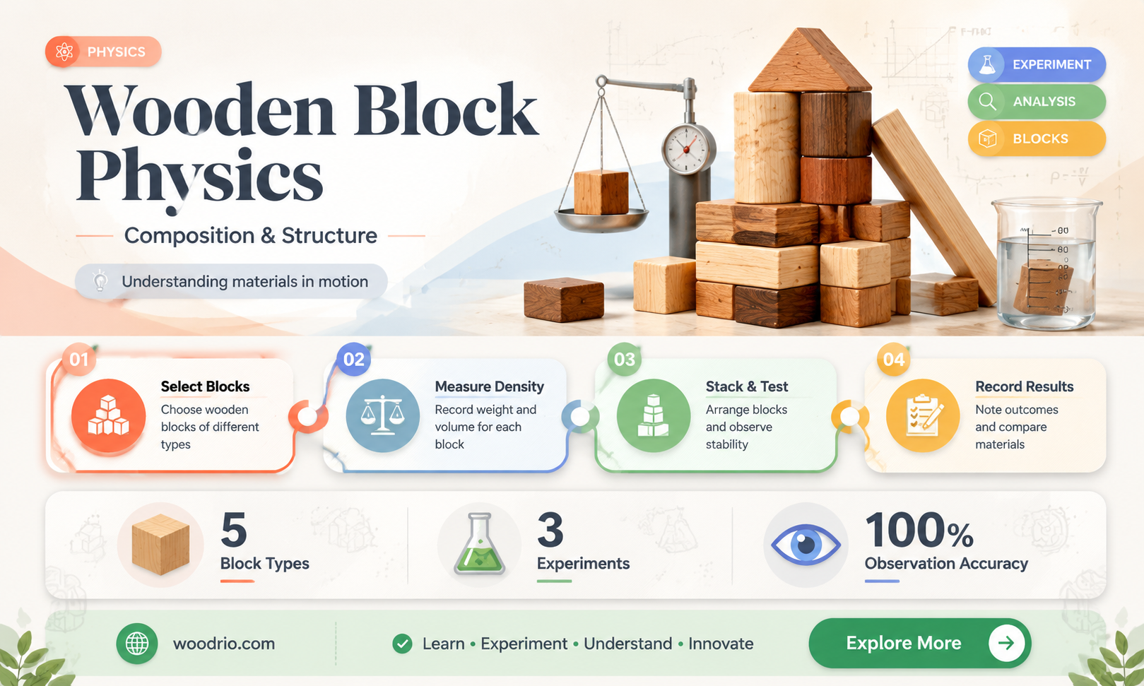are wooden blocks in physics made from one wood type