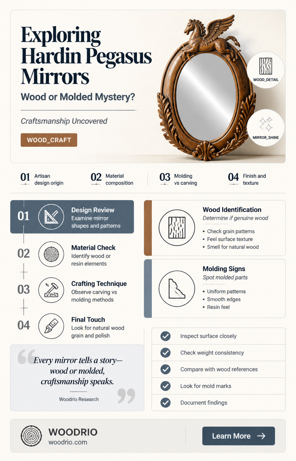 are hardin pegasus mirrors made from molds of carved wood