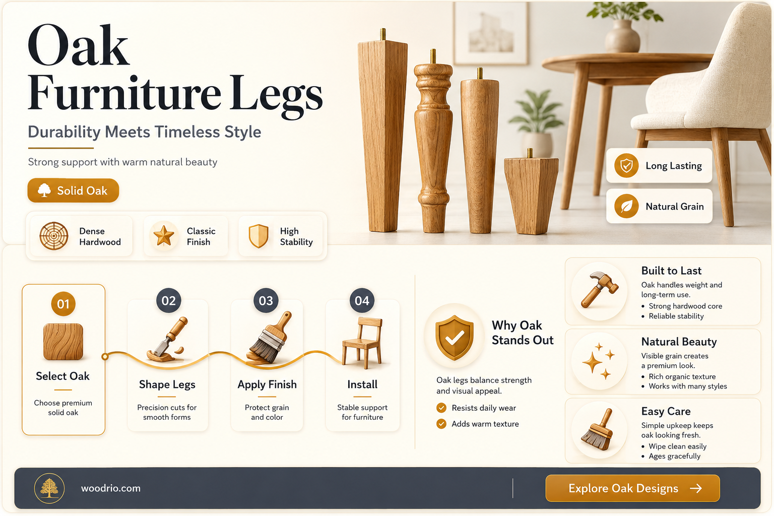 are oak wood legs good