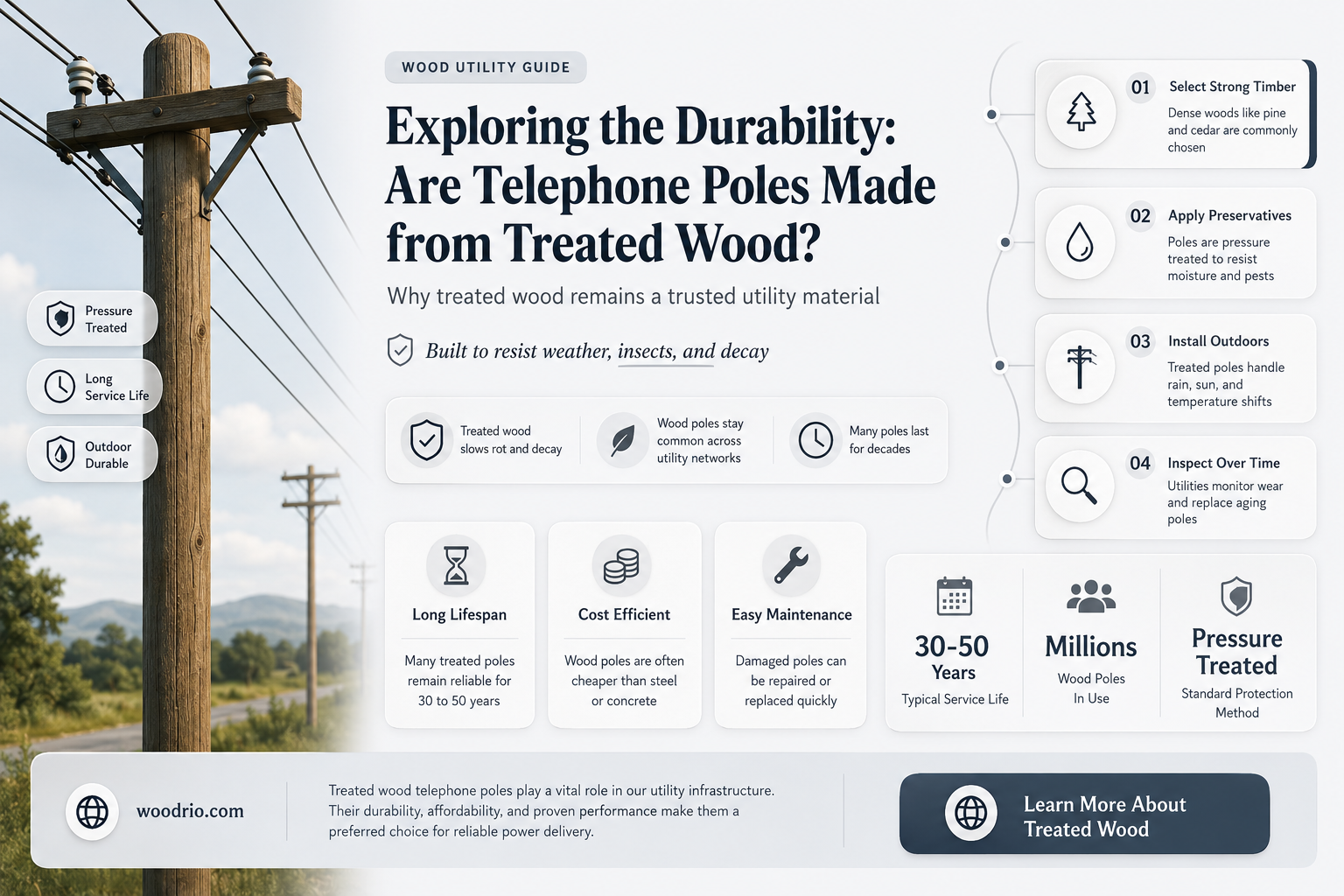 are telephone poles treated wood