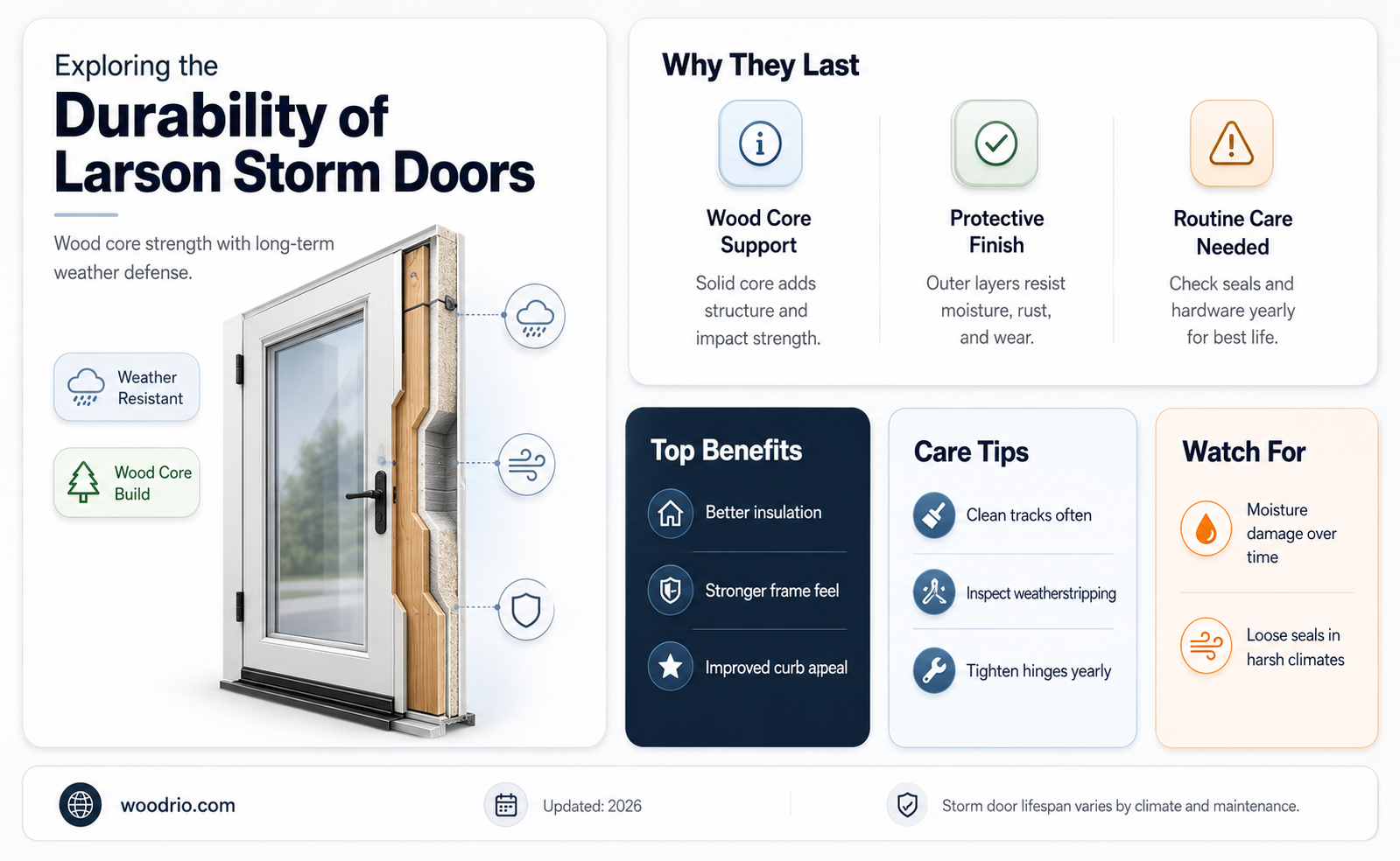 are okder larson storm doors wood core