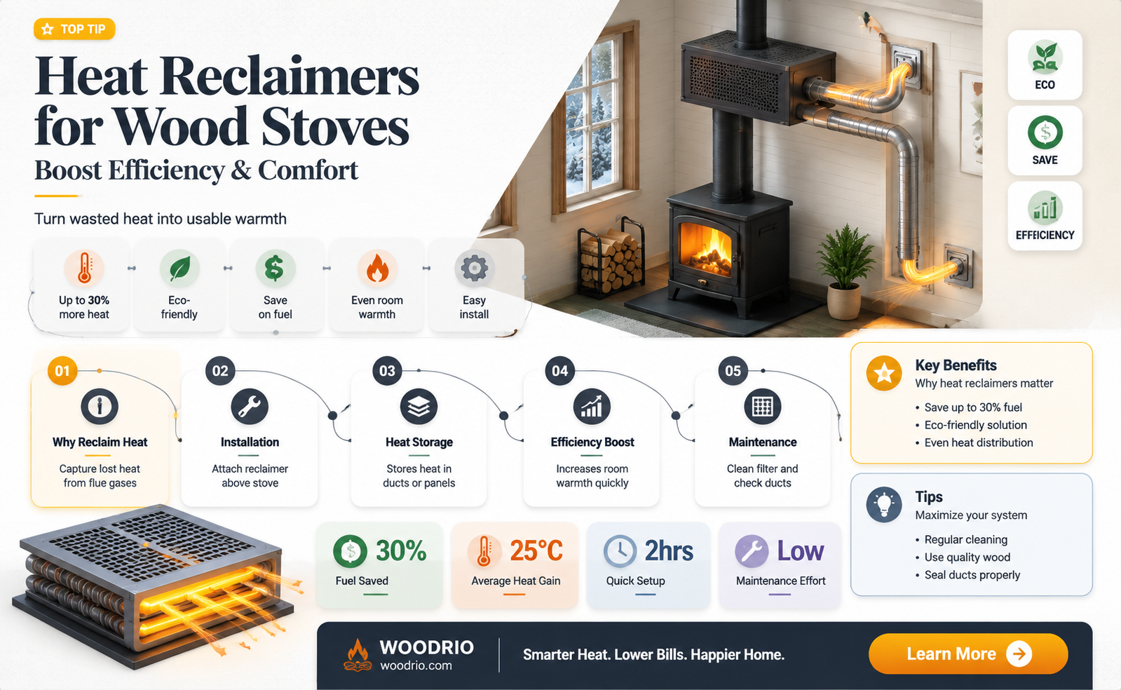 are heat reclaimers for wood stoves good