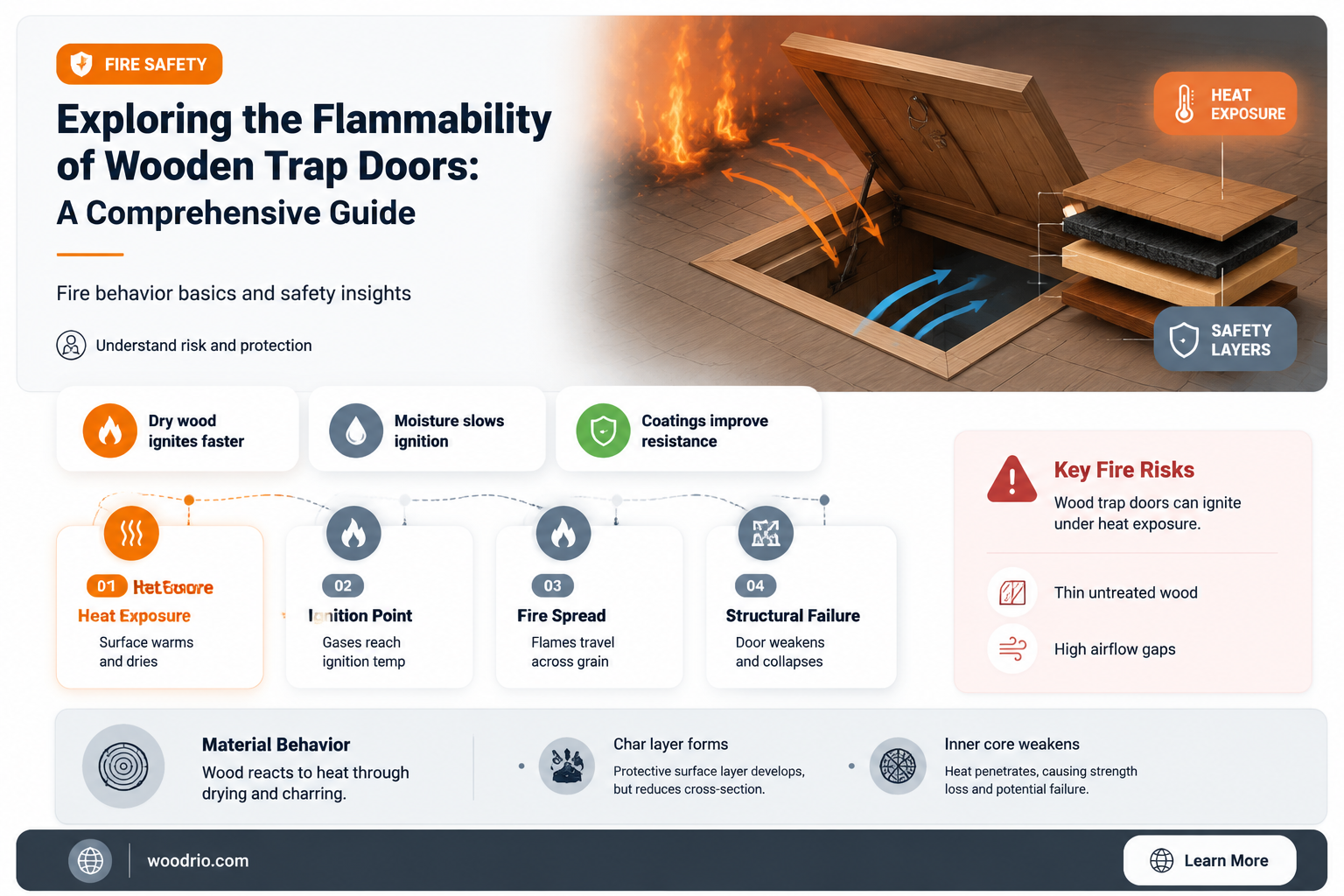 are wooden trap doors flammable